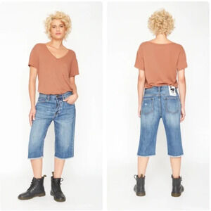 FREE People X Sandrine Rose Bermuda Jean Shorts Size 24 NWT